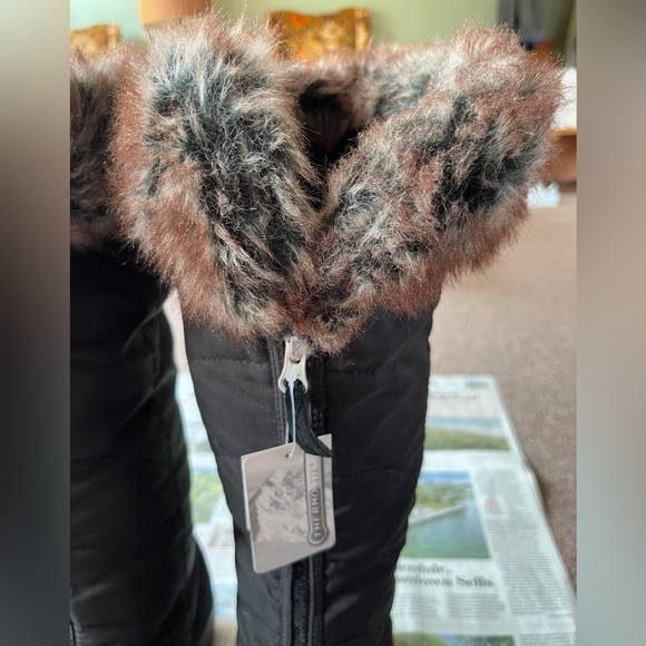 Lands End Black Winter Boots NWT Faux Fur Lined - Picture 10 of 10